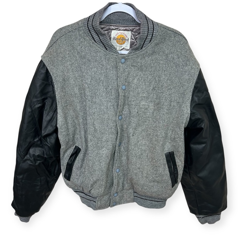 Hard Rock Cafe Vintage Las Vegas Gray Bomber Jacket - Picture 2 of 7